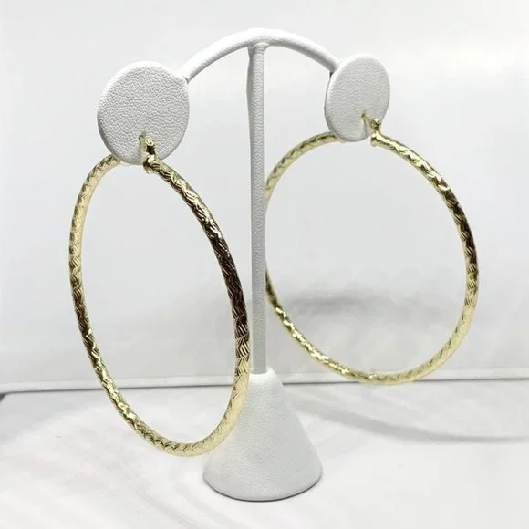 Gold hoops, Gold jewelry, Earrings, Gold Filled, Large hoops, round - Picture 6 of 6